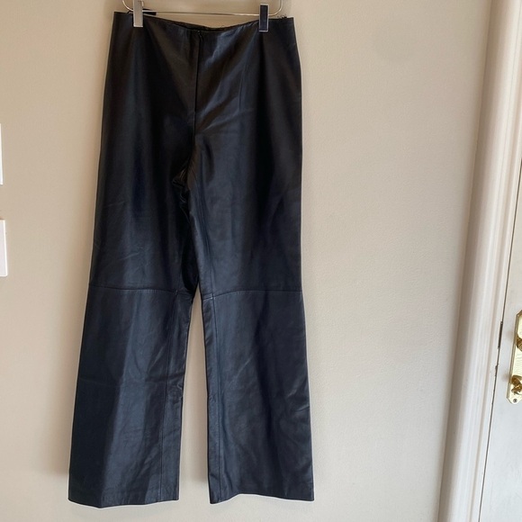Doncaster Collection Black Leather Wide Leg Pants Trousers Size SMALL *read - Picture 4 of 7